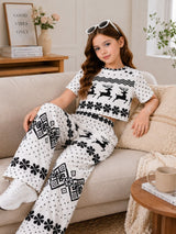 Girls White & Black Printed Co-Ord Set