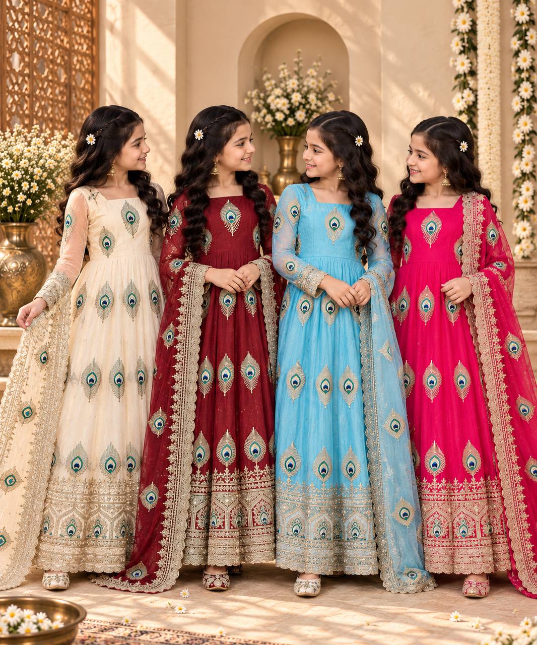 Girls Pink Anarkali Gown with Dupatta