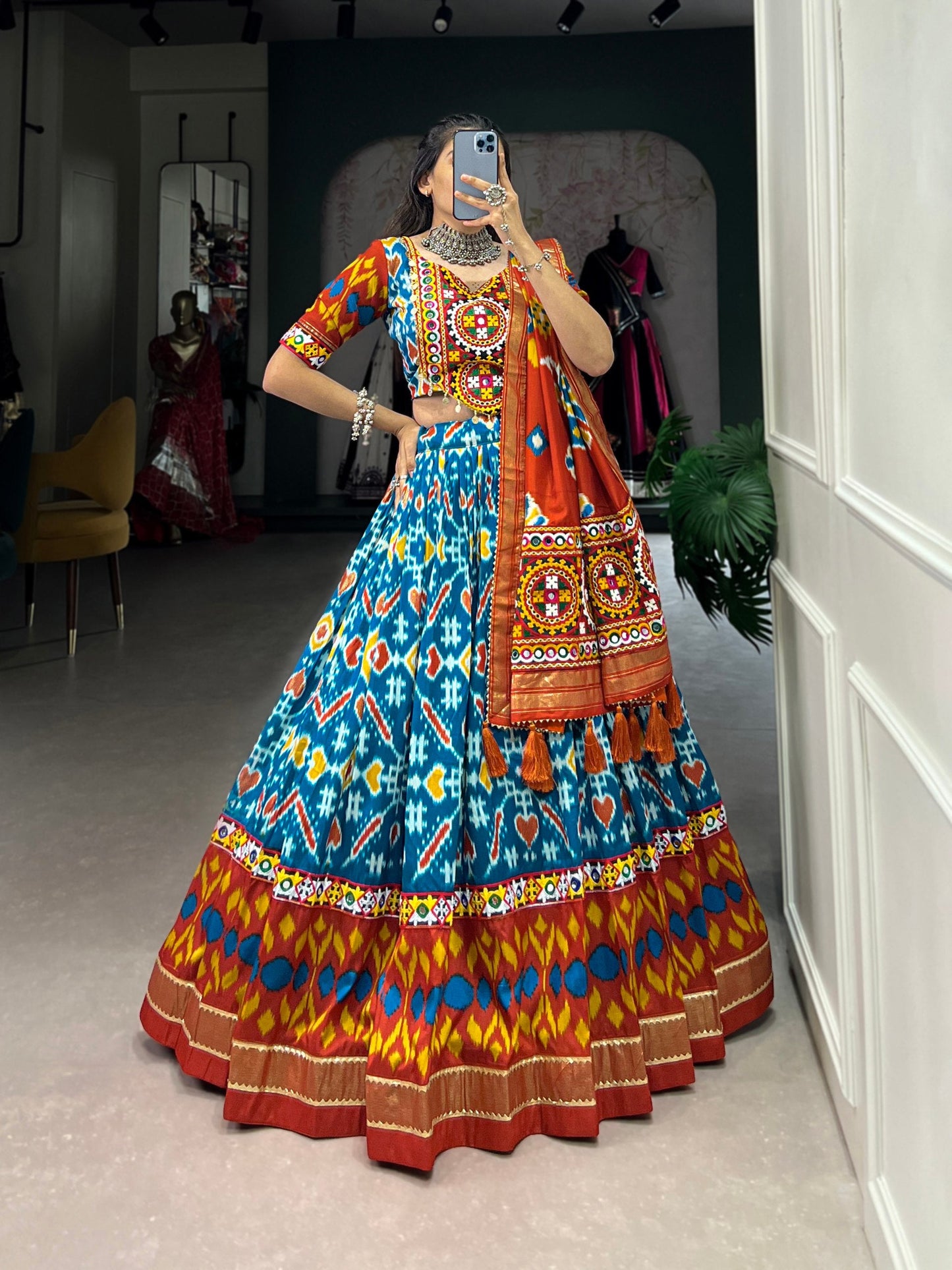 Passionate Patola Printed Tussar Silk Navratri Lehenga Choli