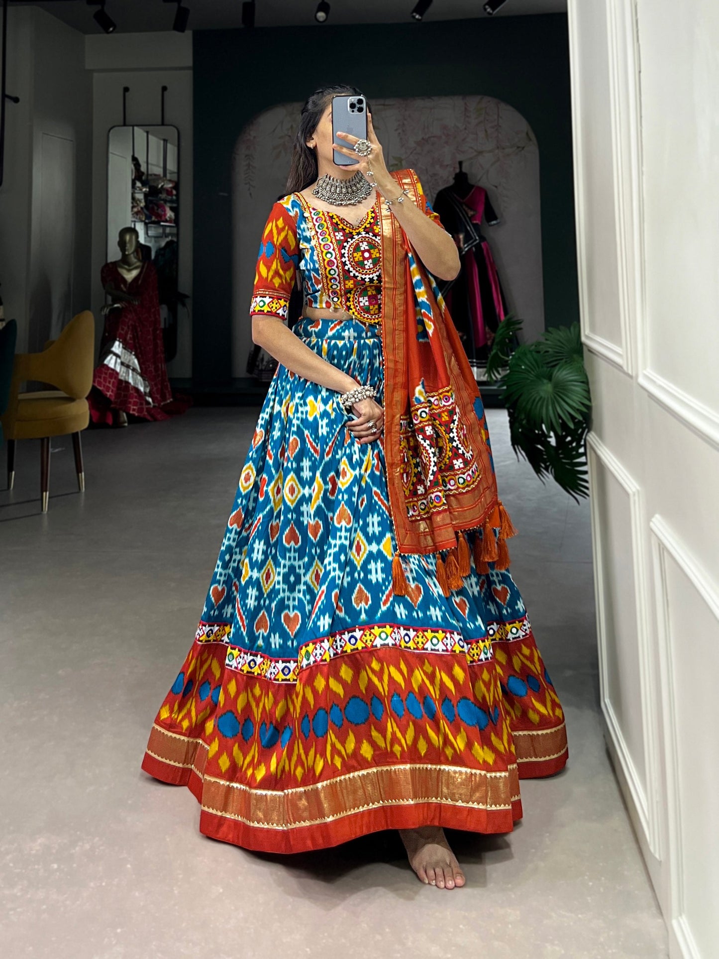 Passionate Patola Printed Tussar Silk Navratri Lehenga Choli