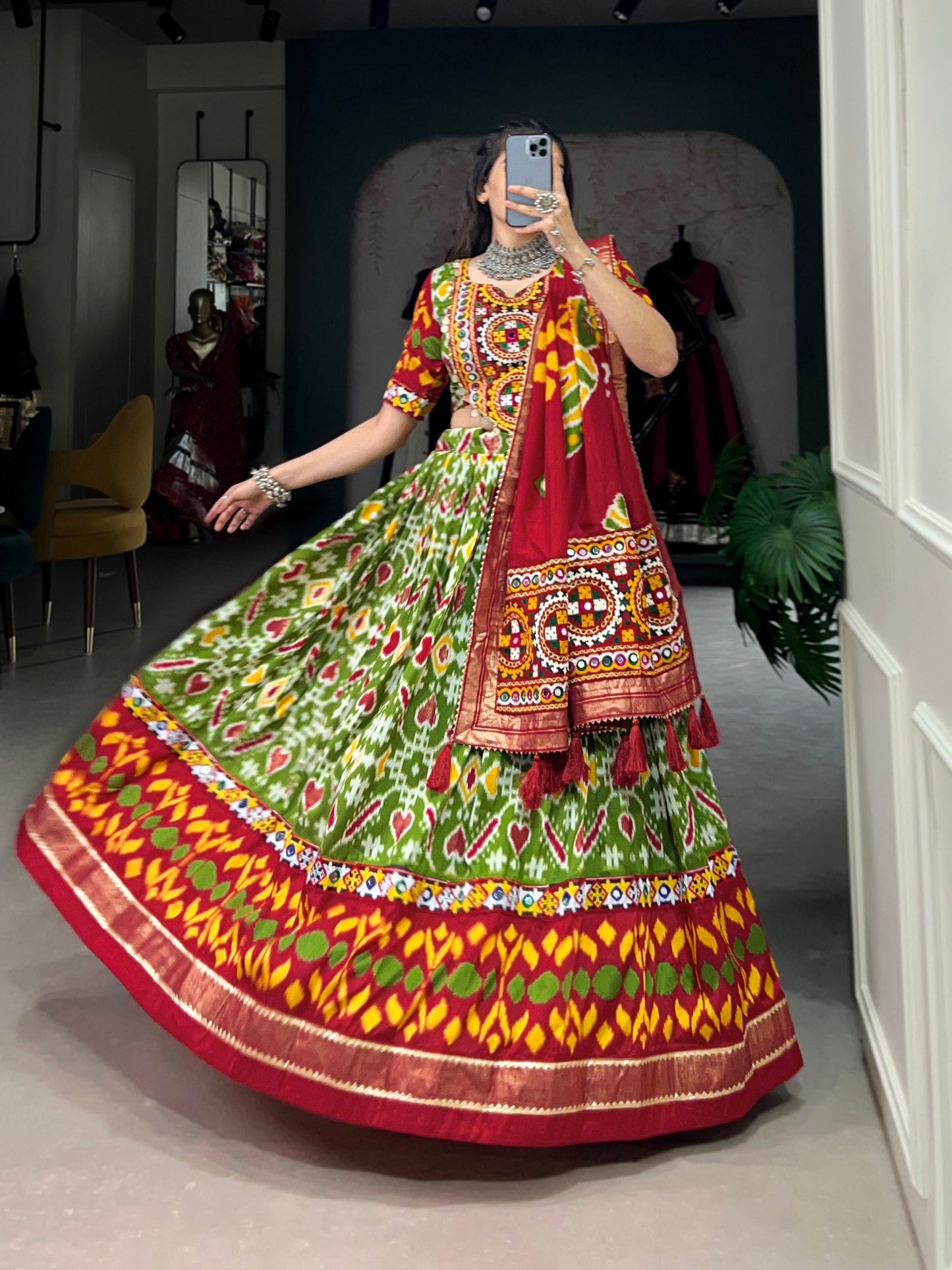 Passionate Patola Printed Tussar Silk Navratri Lehenga Choli