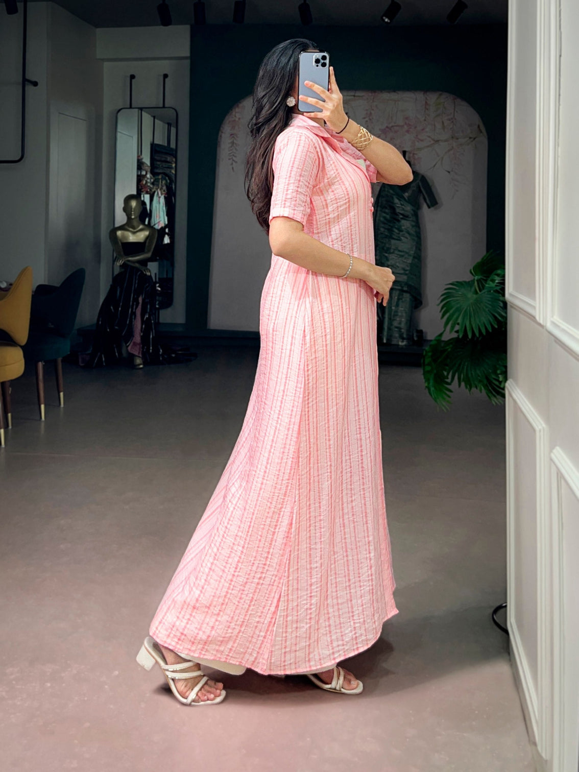 Pink 3-Piece Stitched Co-Ord Set with Shrug