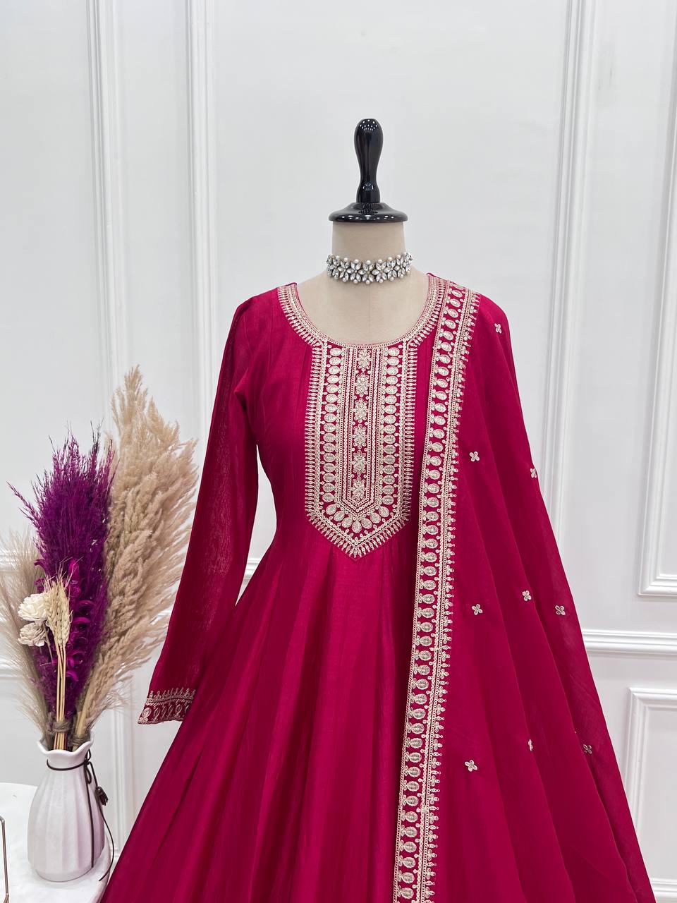 Pink Anarkali Gown with Dupatta