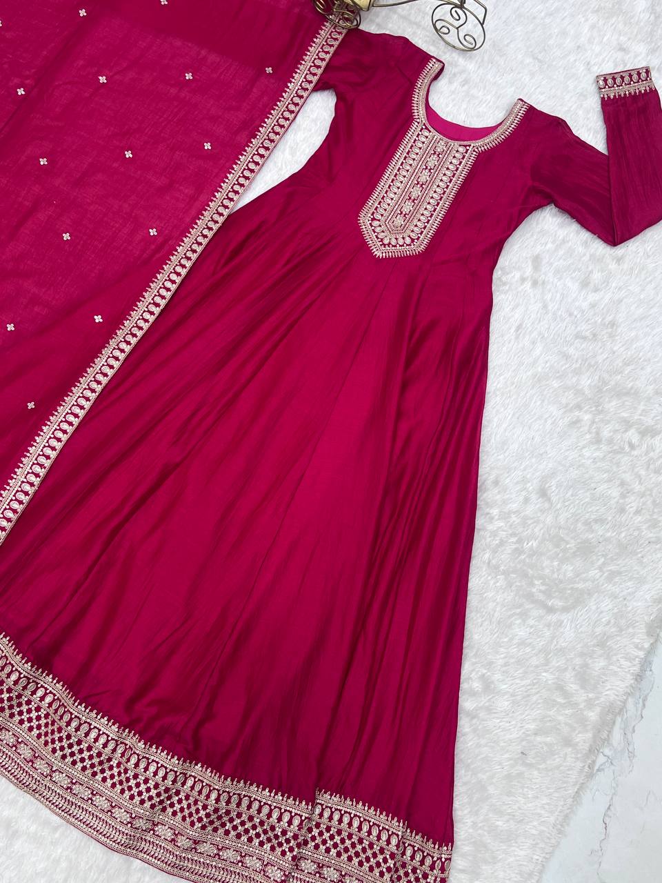 Pink Anarkali Gown with Dupatta