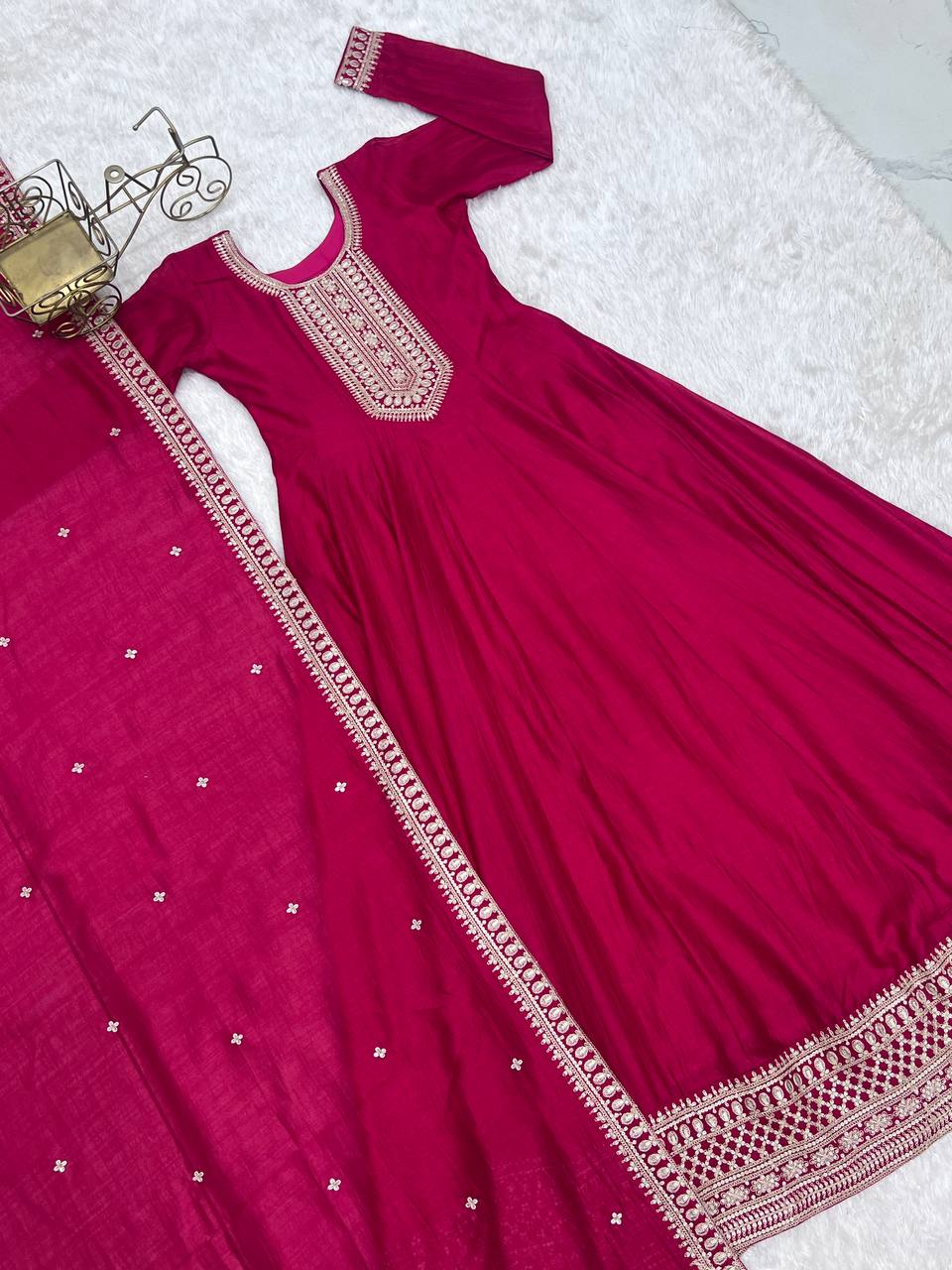 Pink Anarkali Gown with Dupatta