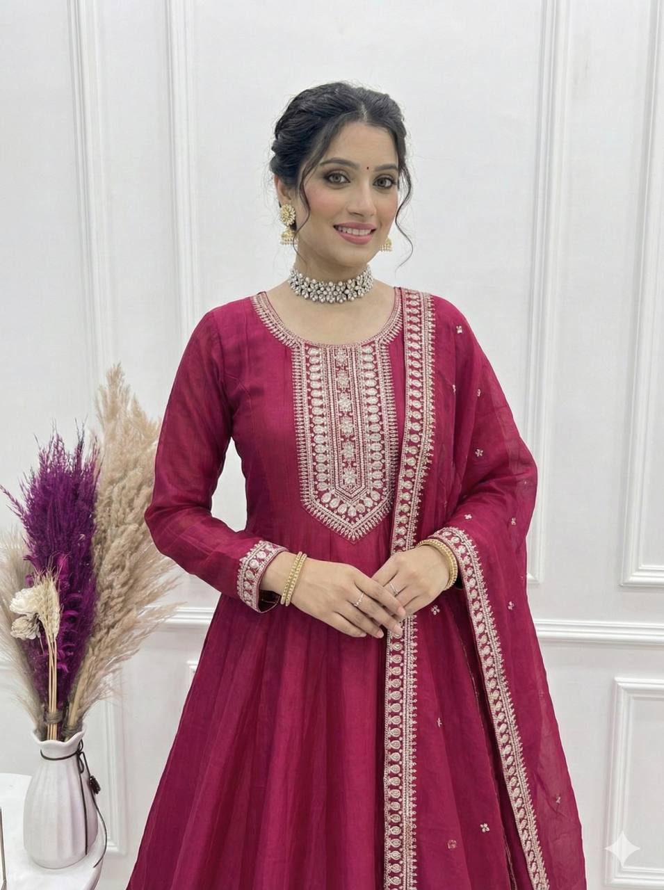 Pink Anarkali Gown with Dupatta