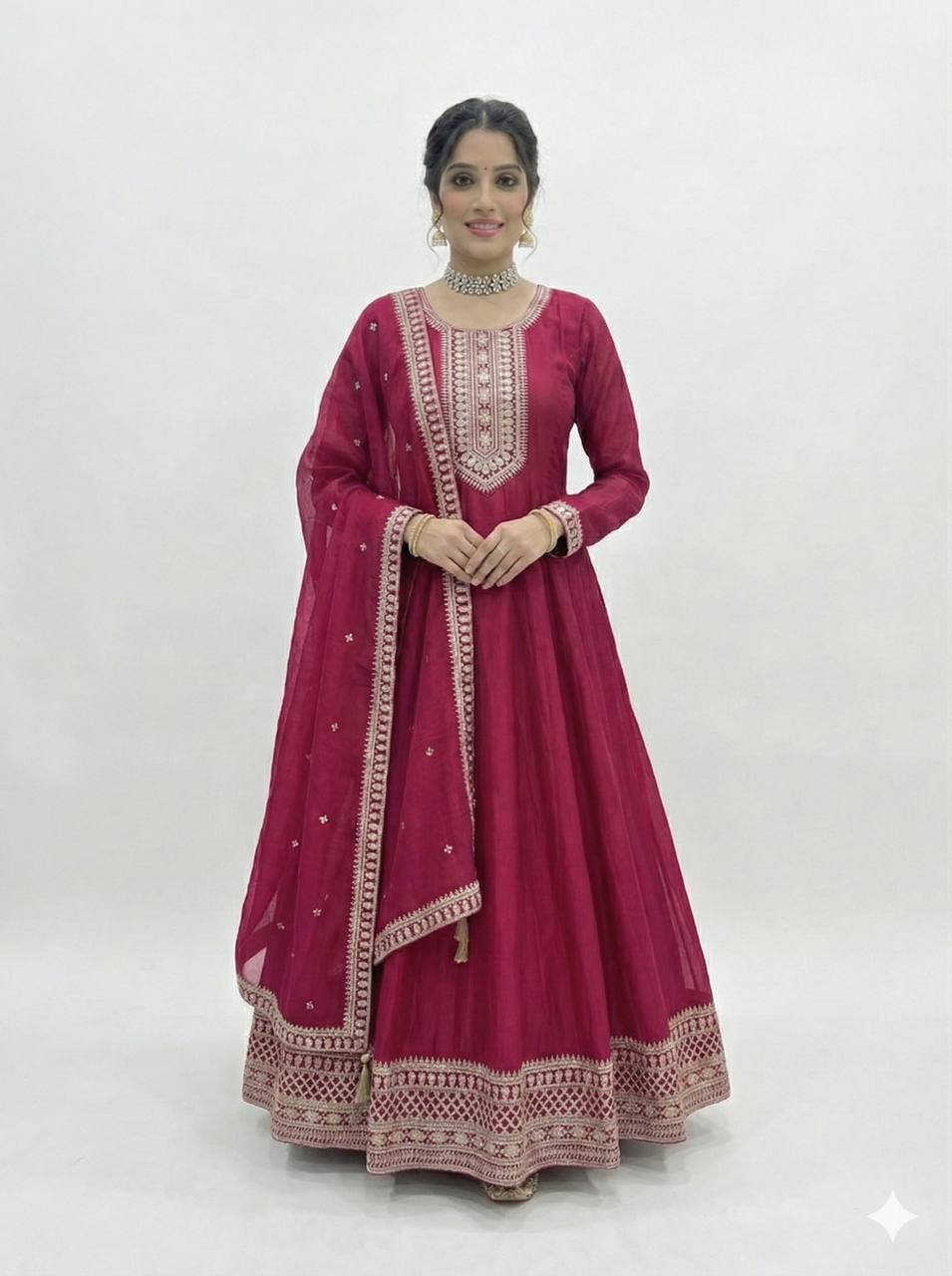 Pink Anarkali Gown with Dupatta