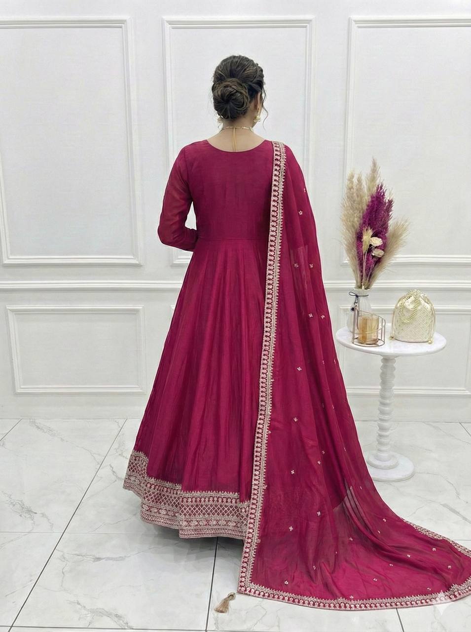 Pink Anarkali Gown with Dupatta