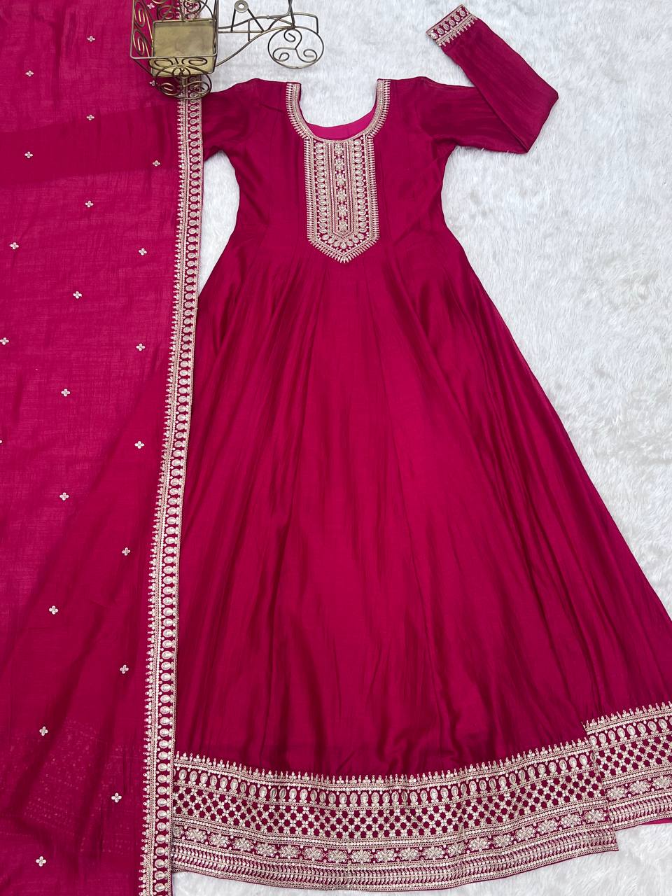 Pink Anarkali Gown with Dupatta
