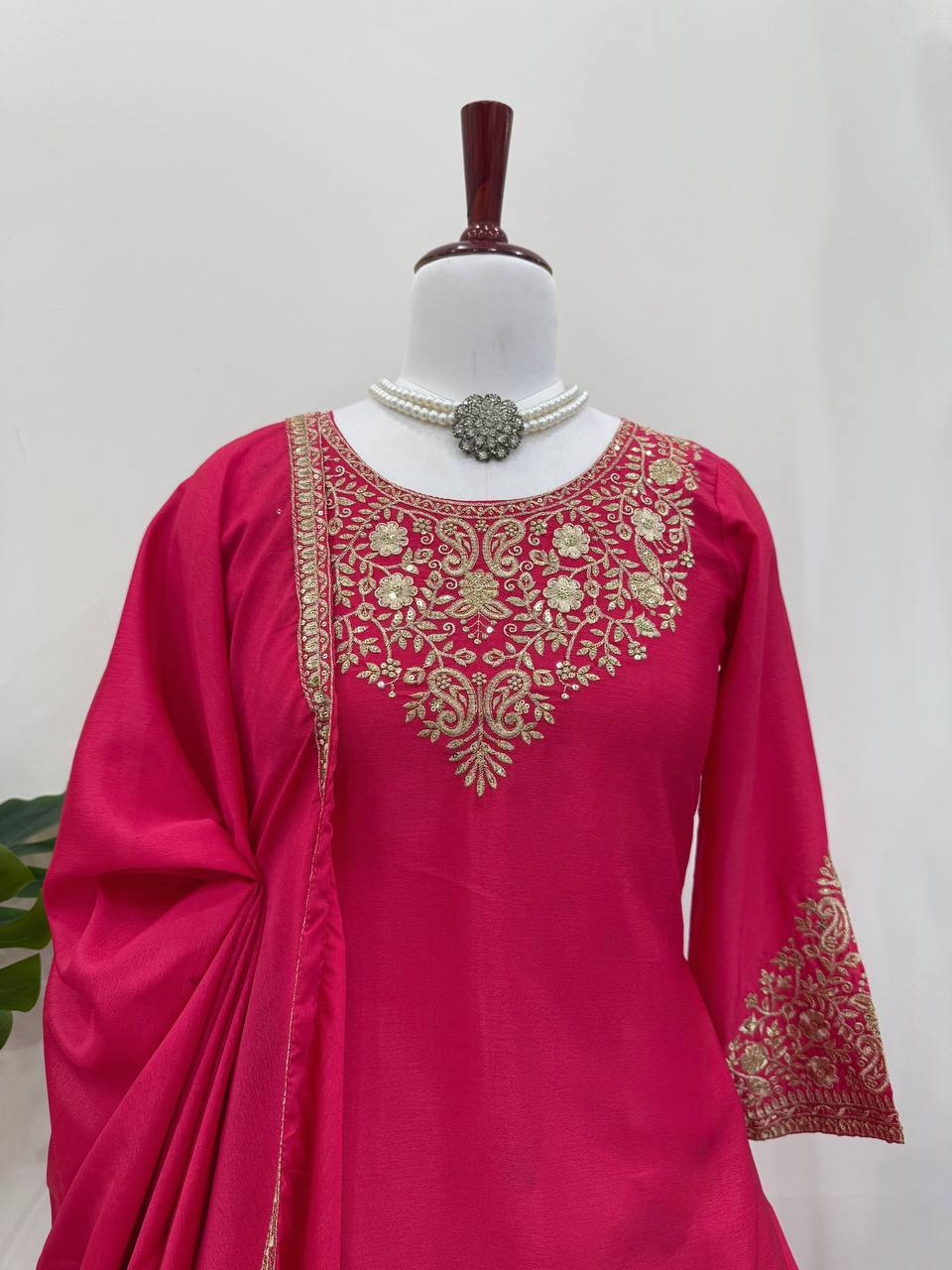 Pink Chinon Silk Lehenga Set with Sequin Work & Lace Border Dupatta  Full-Stitched Traditional Wear
