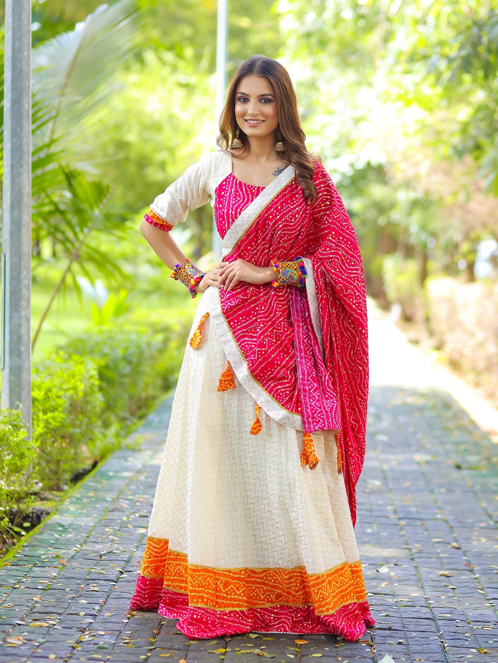 Pink Color Bandhej Printed Cotton Chaniya Choli