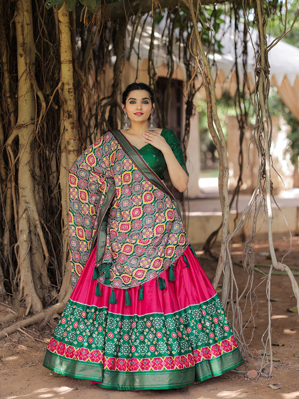 Pink Color Printed With Foil Work Dola Silk Lehenga Choli