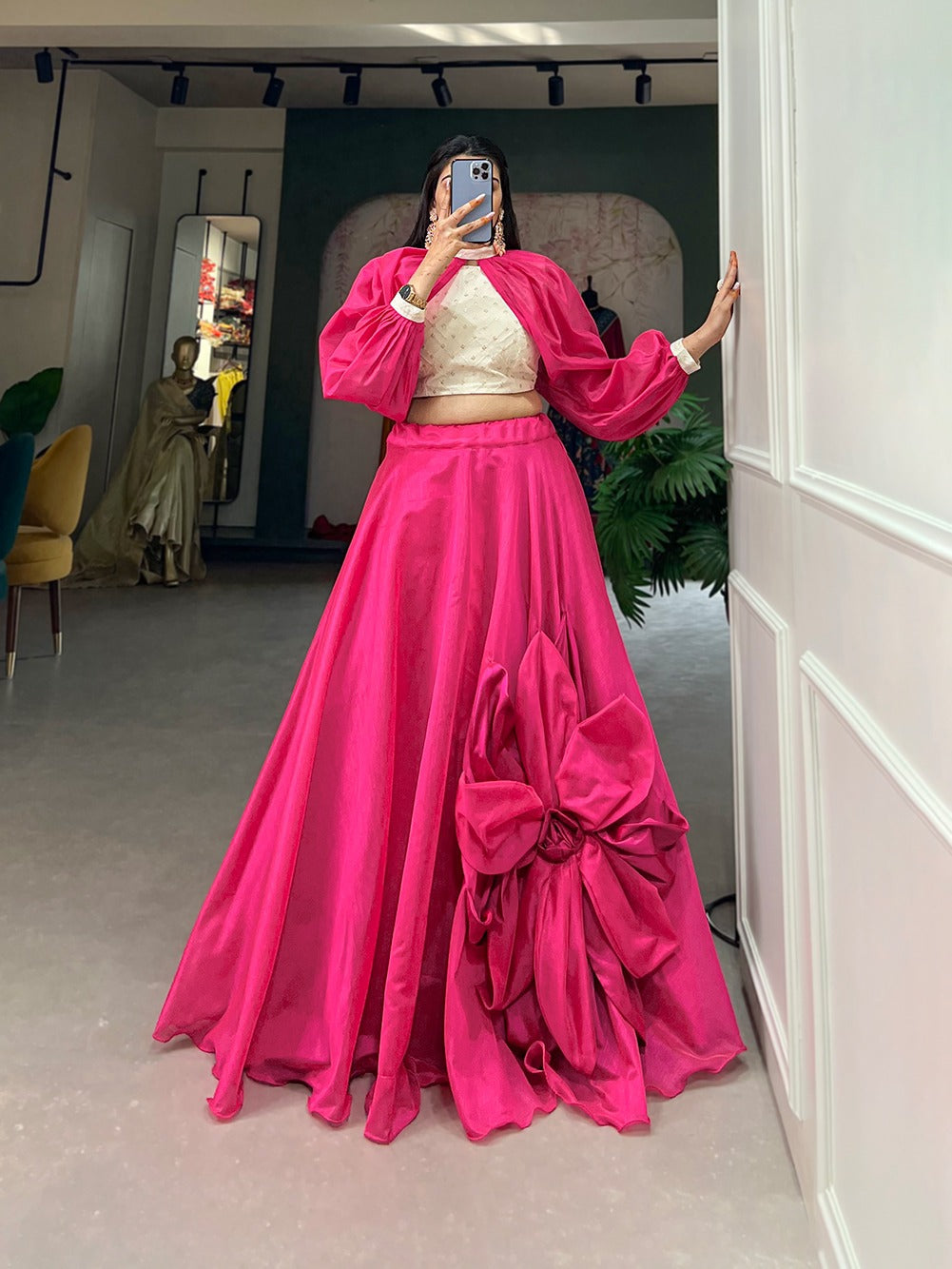 Pink Color Rajwadi Chanderi Silk Lehenga Co-ord Set with Handcrafted Charm