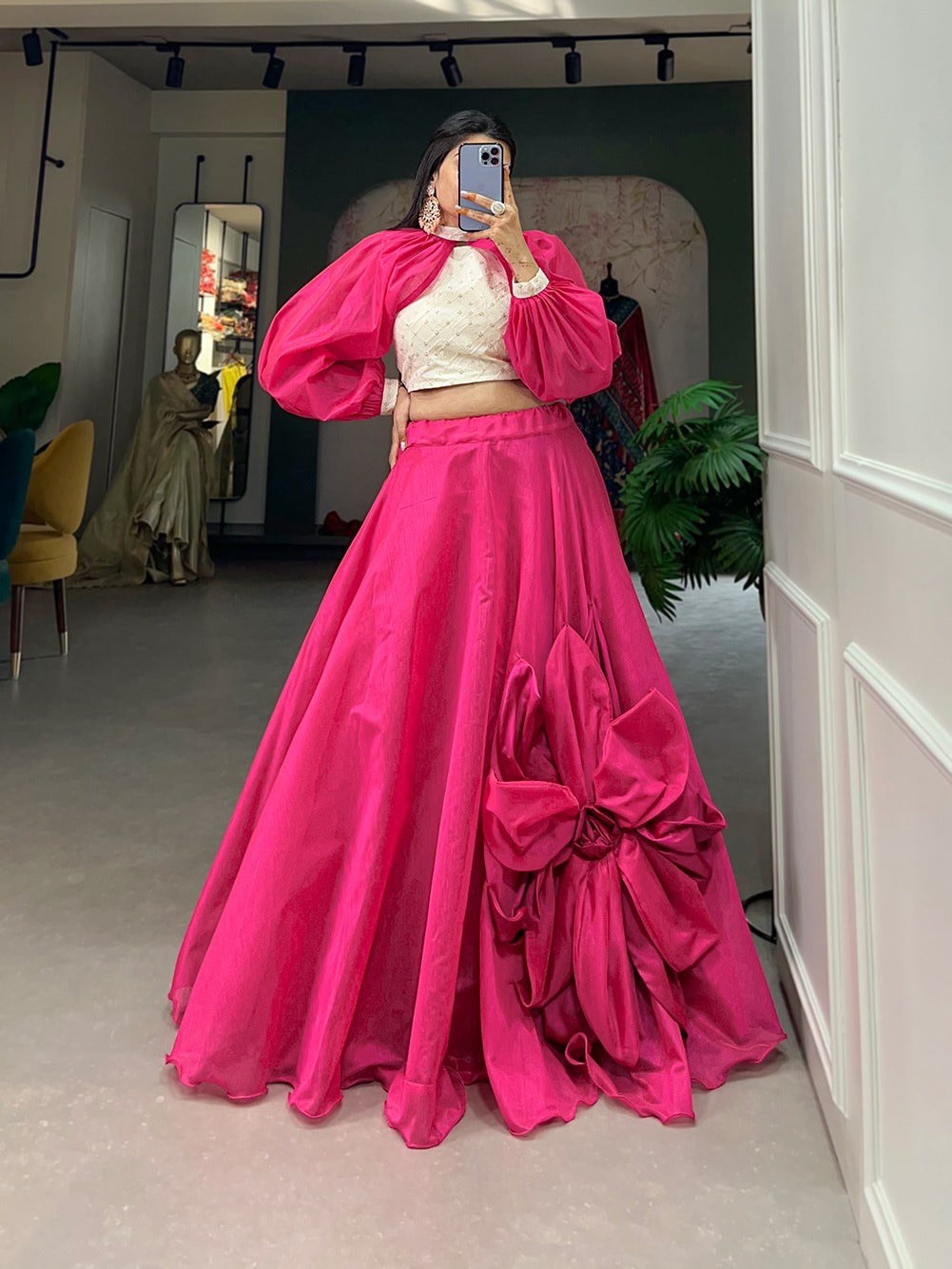 Pink Color Rajwadi Chanderi Silk Lehenga Co-ord Set with Handcrafted Charm