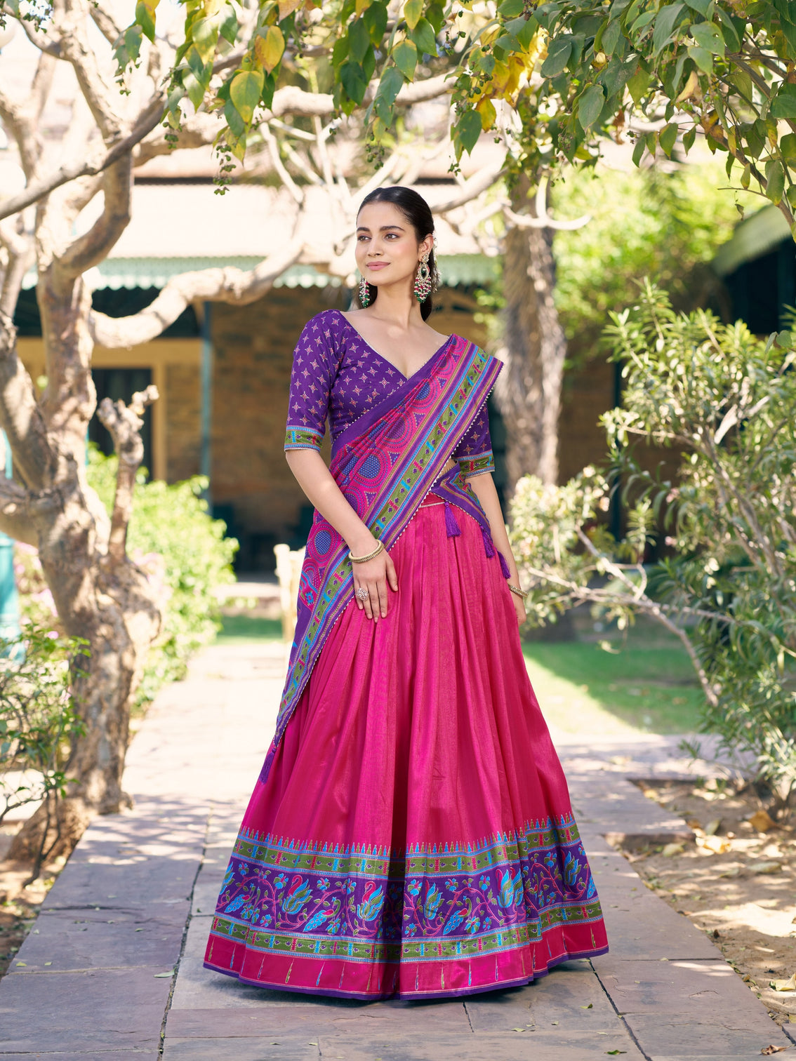 Pink color printed lehenga choli
