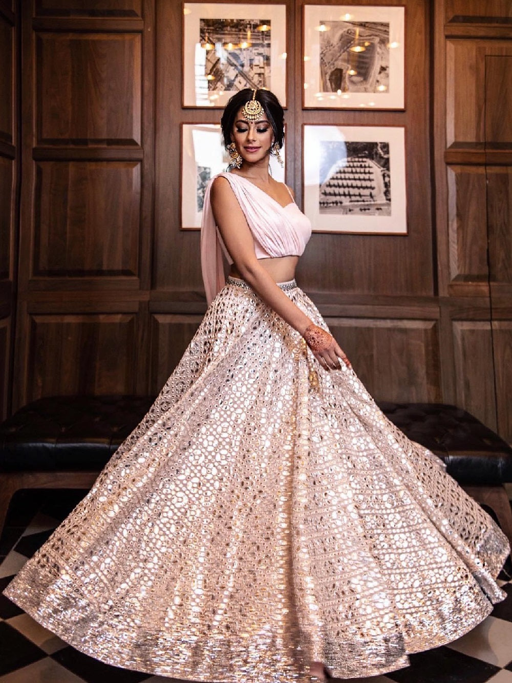 Pink Color Sequins And Thread Embroidery Work Georgette  Ready To Wear Lehenga Choli Set