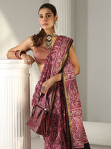 Libas Pink Dabu Print Cotton Saree
