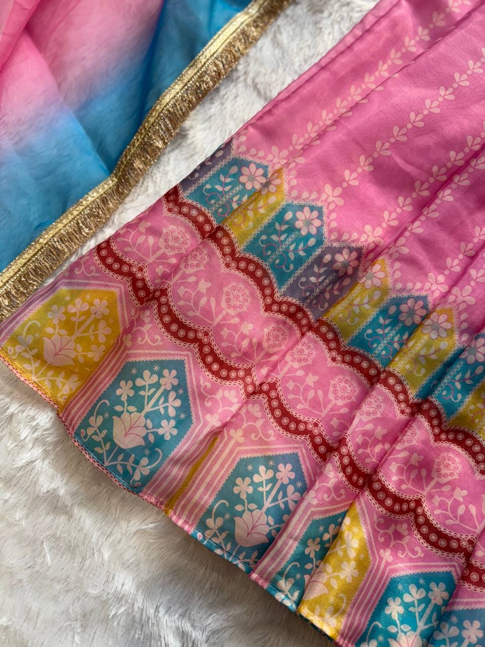 Pink Designer Digital Printed Organza Anarkali Gown with Dupatta