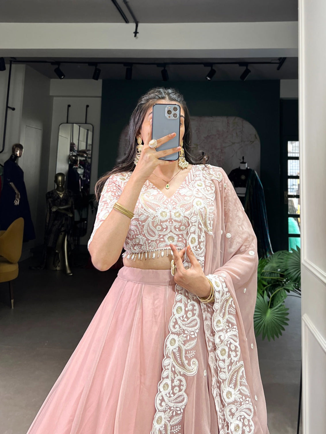Pink Designer Embellished Lehenga Set in Vichitra Silk, Weone Silk, Star Georgette & New Crush