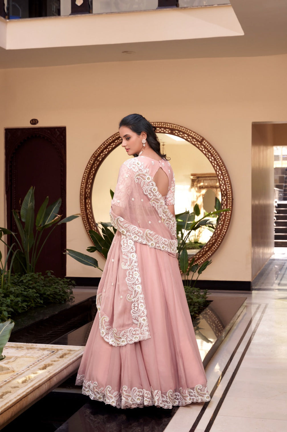 Pink Designer Embellished Lehenga Set in Vichitra Silk, Weone Silk, Star Georgette & New Crush