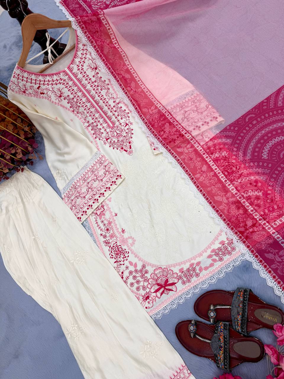 Pink Designer Farshi Palazzo Suit