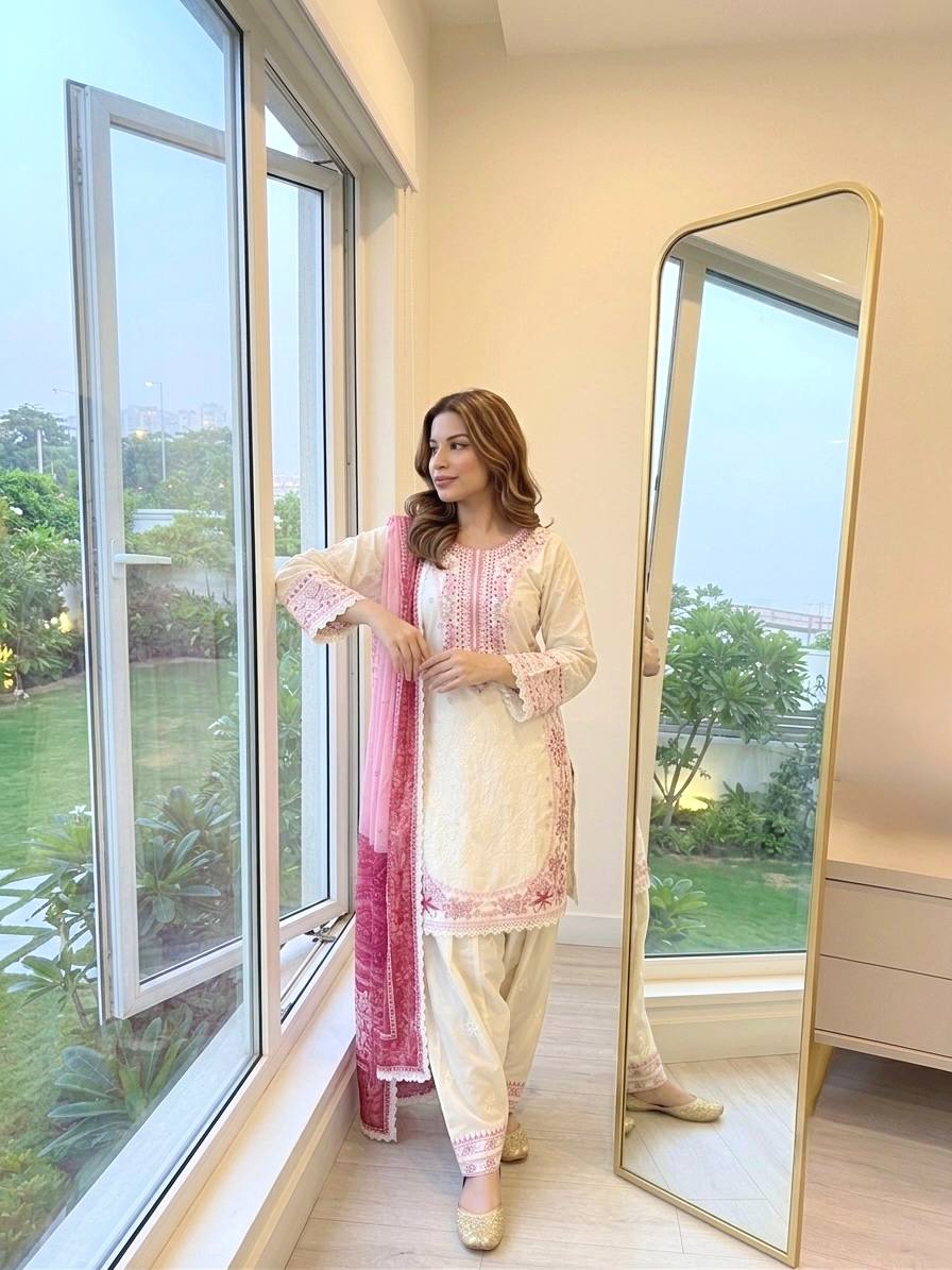 Pink Designer Farshi Palazzo Suit