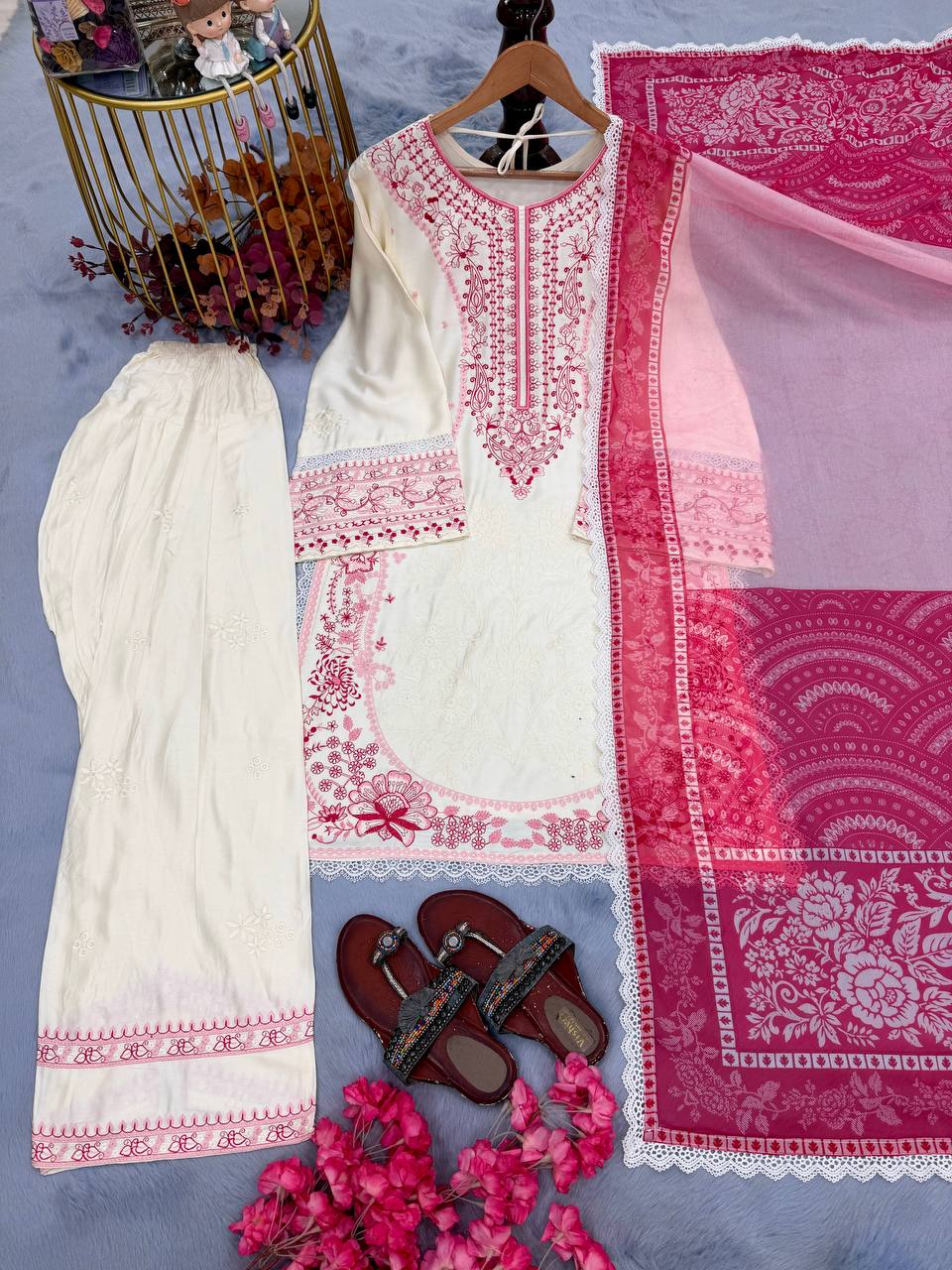 Pink Designer Farshi Palazzo Suit