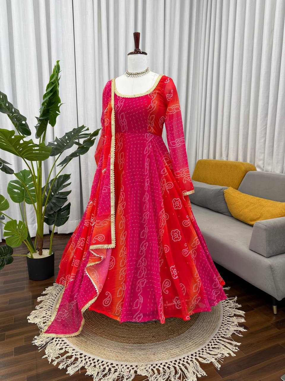 Pink Designer Faux Georgette Digital Print Anarkali Set with Dupatta