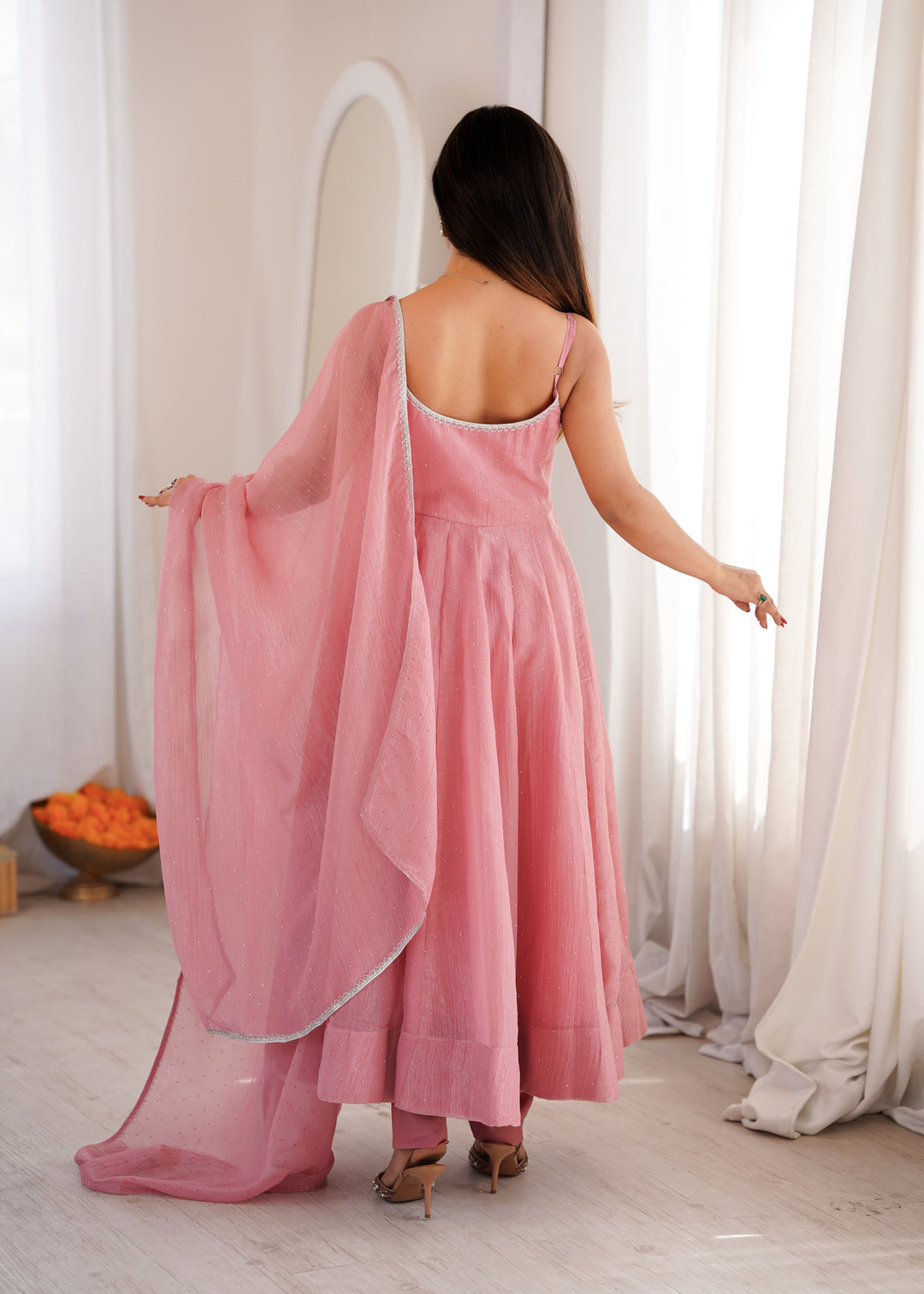 Pink Designer Flared Anarkali Suit