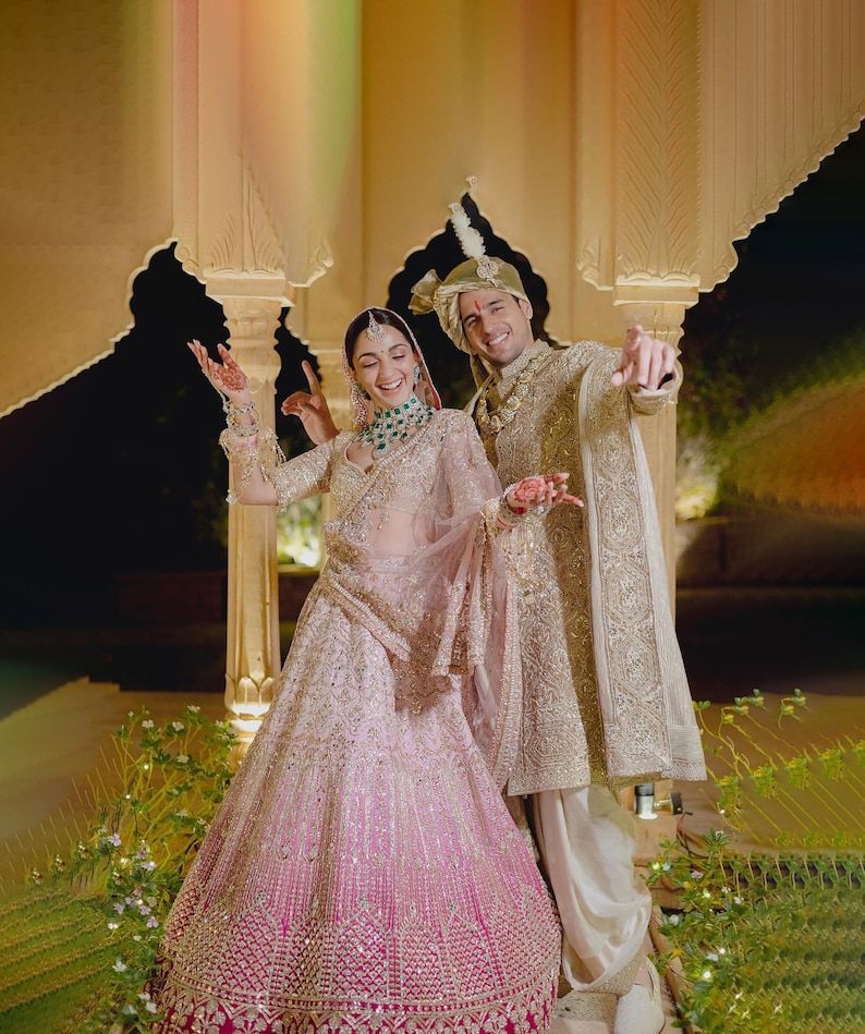 Pink Designer Kiara Advani Styled Wedding Lehenga Choli with Heavy Sequin Work