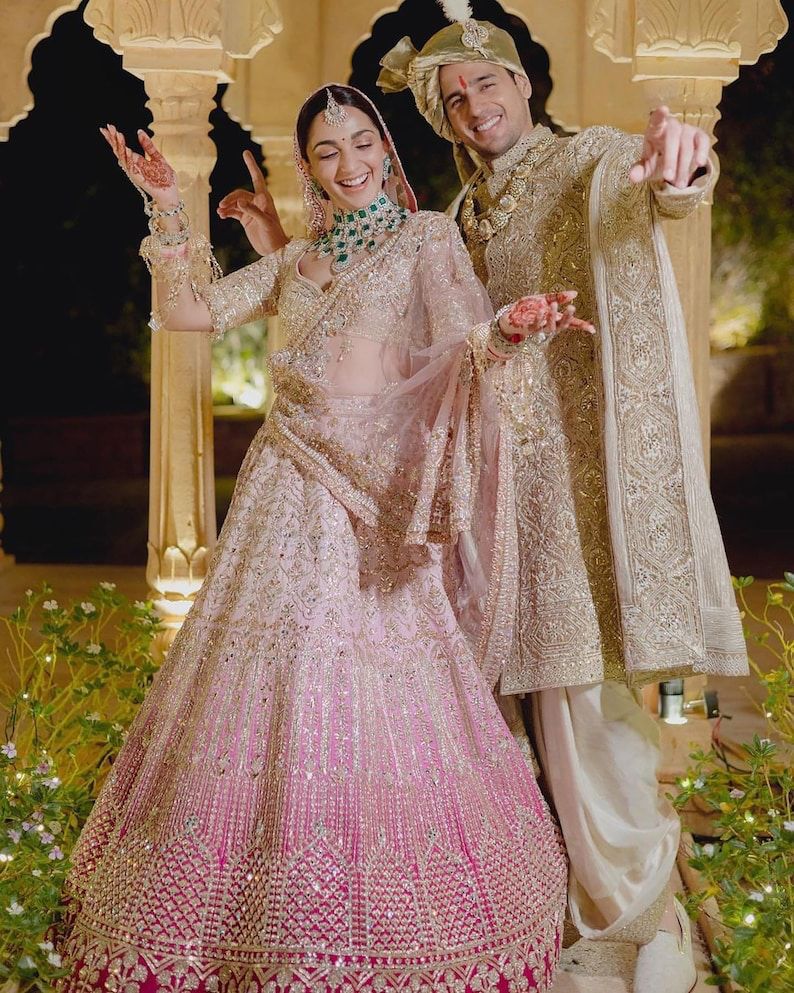 Pink Designer Kiara Advani Styled Wedding Lehenga Choli with Heavy Sequin Work