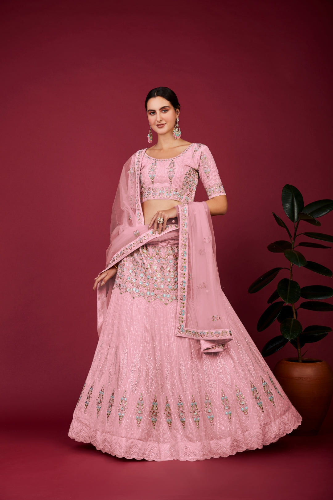 Captivating Pink Designer Lehenga Choli Set - Embroidered Elegance