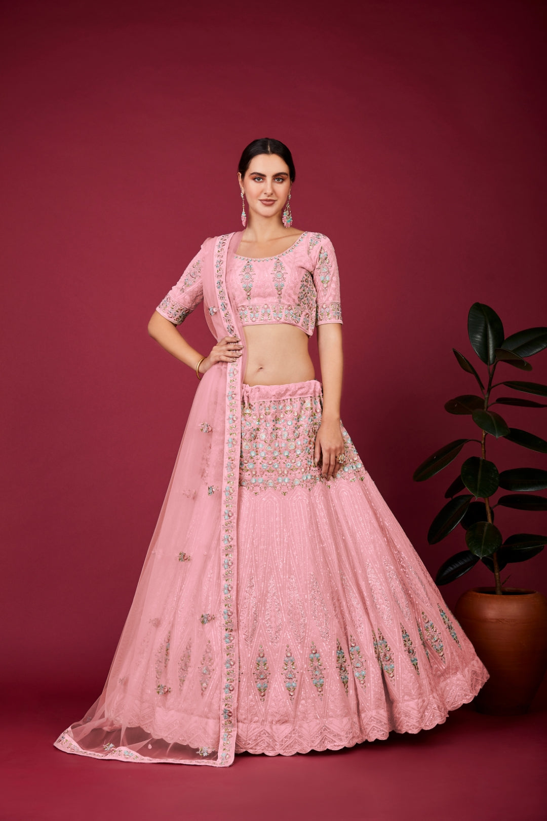 Captivating Pink Designer Lehenga Choli Set - Embroidered Elegance