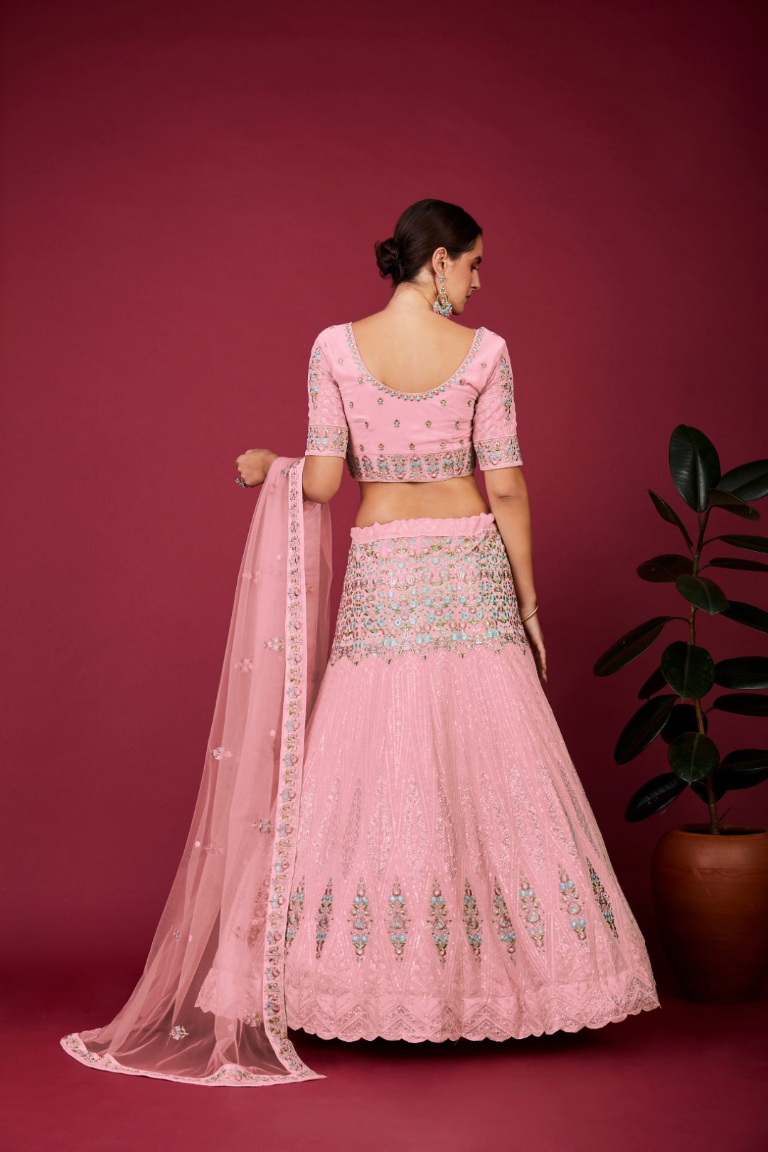 Captivating Pink Designer Lehenga Choli Set - Embroidered Elegance