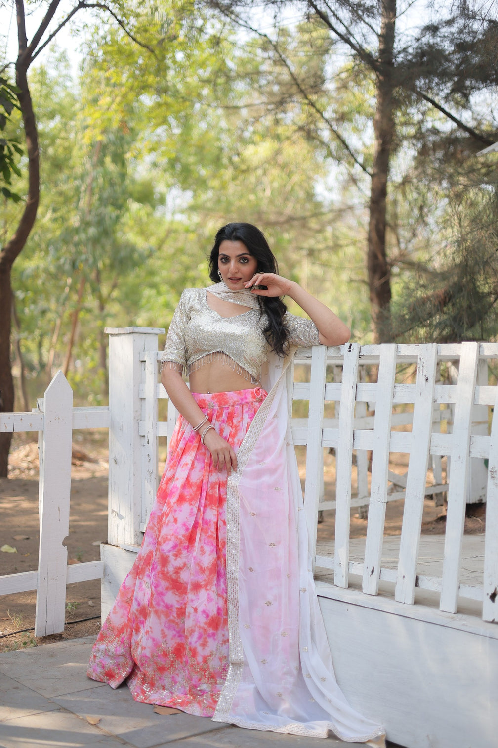 Pink Digital Printed Georgette Lehenga Choli