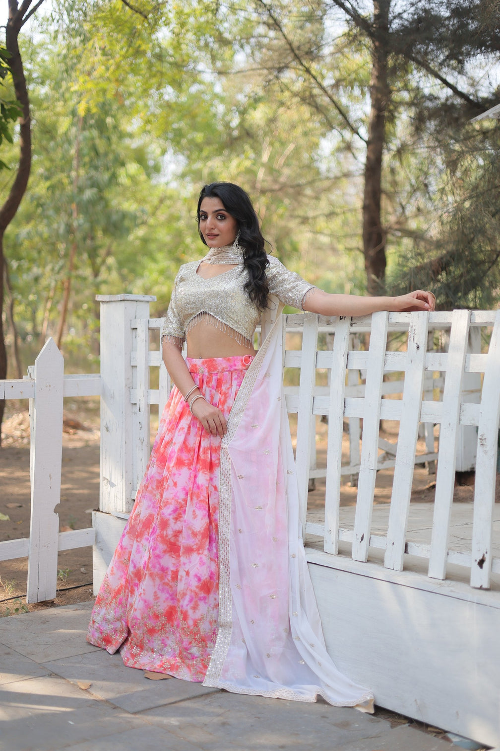 Pink Digital Printed Georgette Lehenga Choli