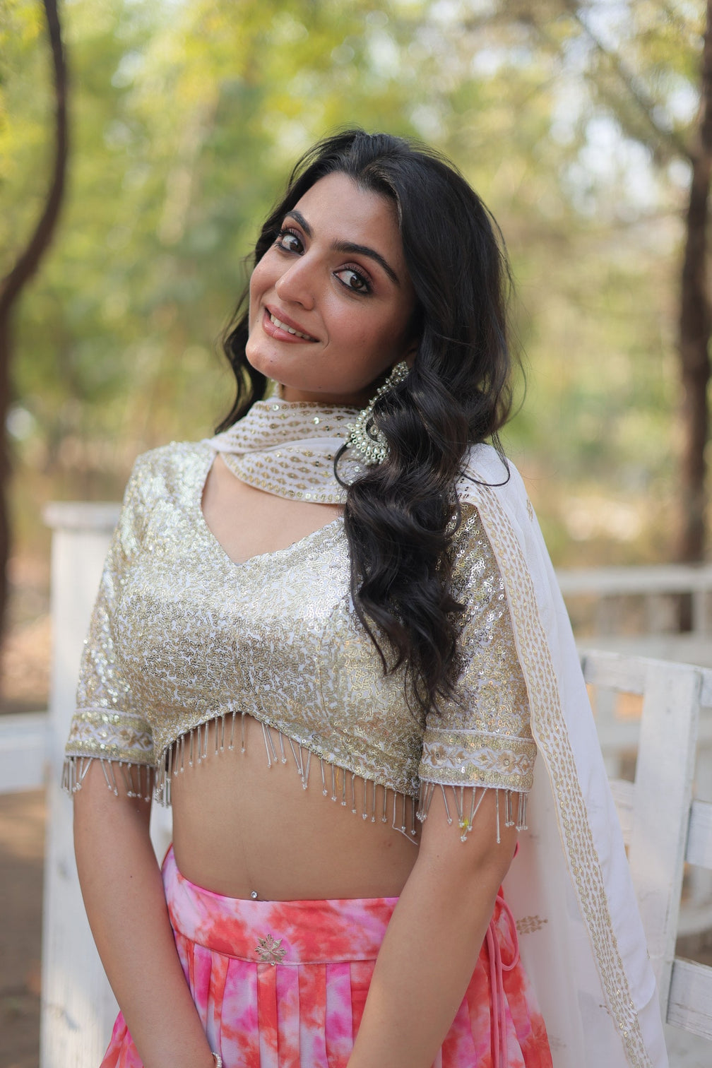 Pink Digital Printed Georgette Lehenga Choli