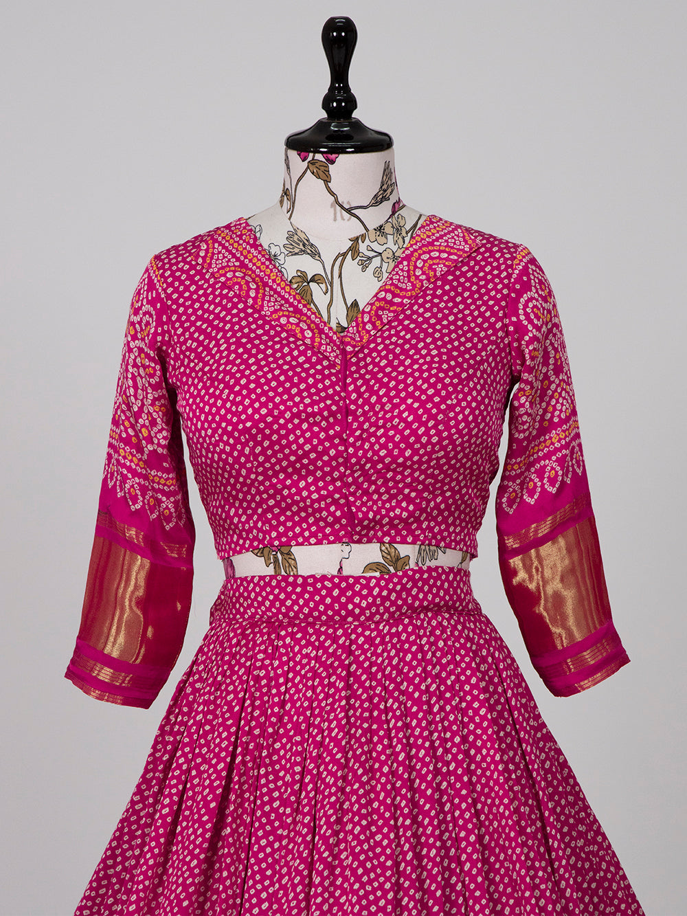 Pink Color Pure Gaji Silk Bandhani Printed Chaniya Choli