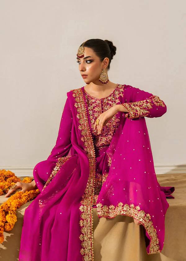 Pink Elegant Faux Georgette Coding & Sequence Work Palazzo Set with Rivet Moti Detailing and Dupatta