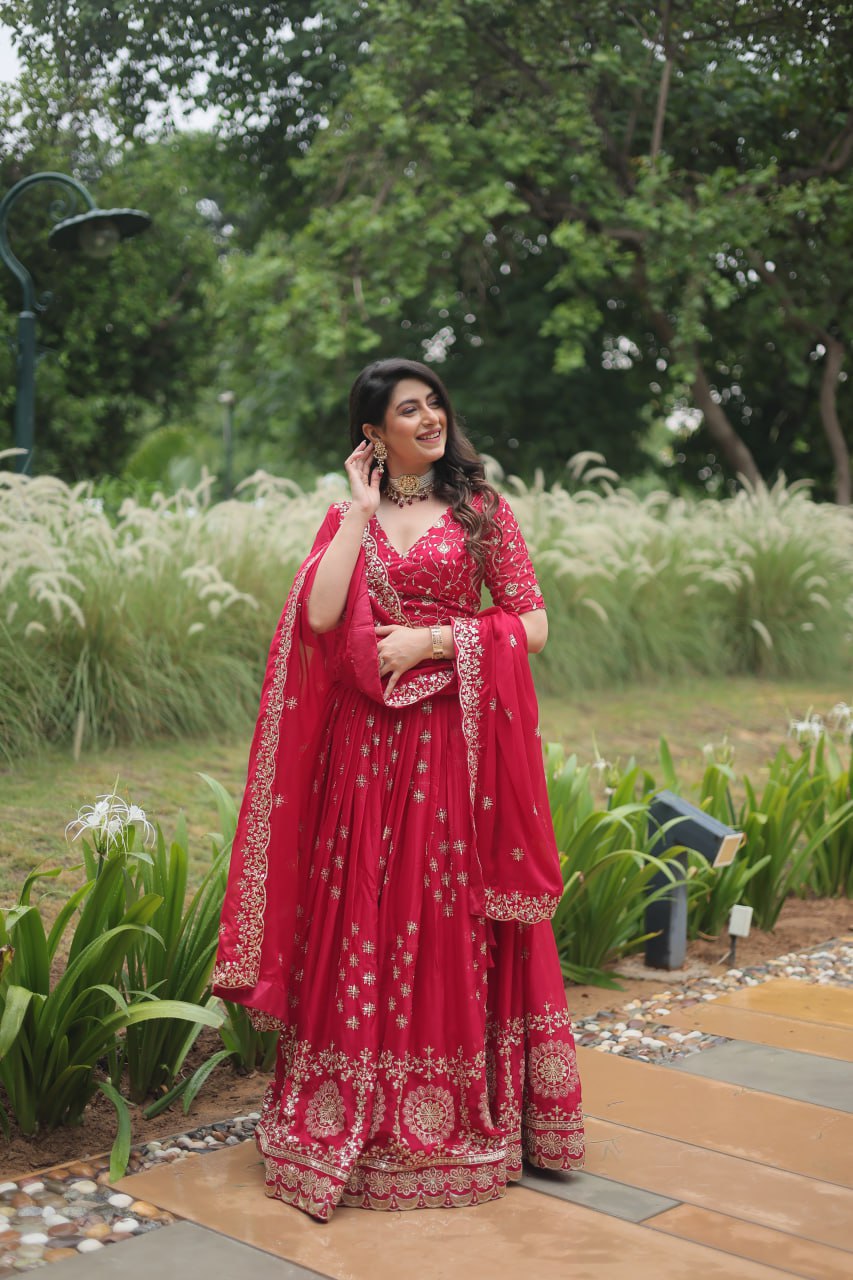 Pink Elegant Lehenga Choli in Rangoli Silk with Sequins Embroidery