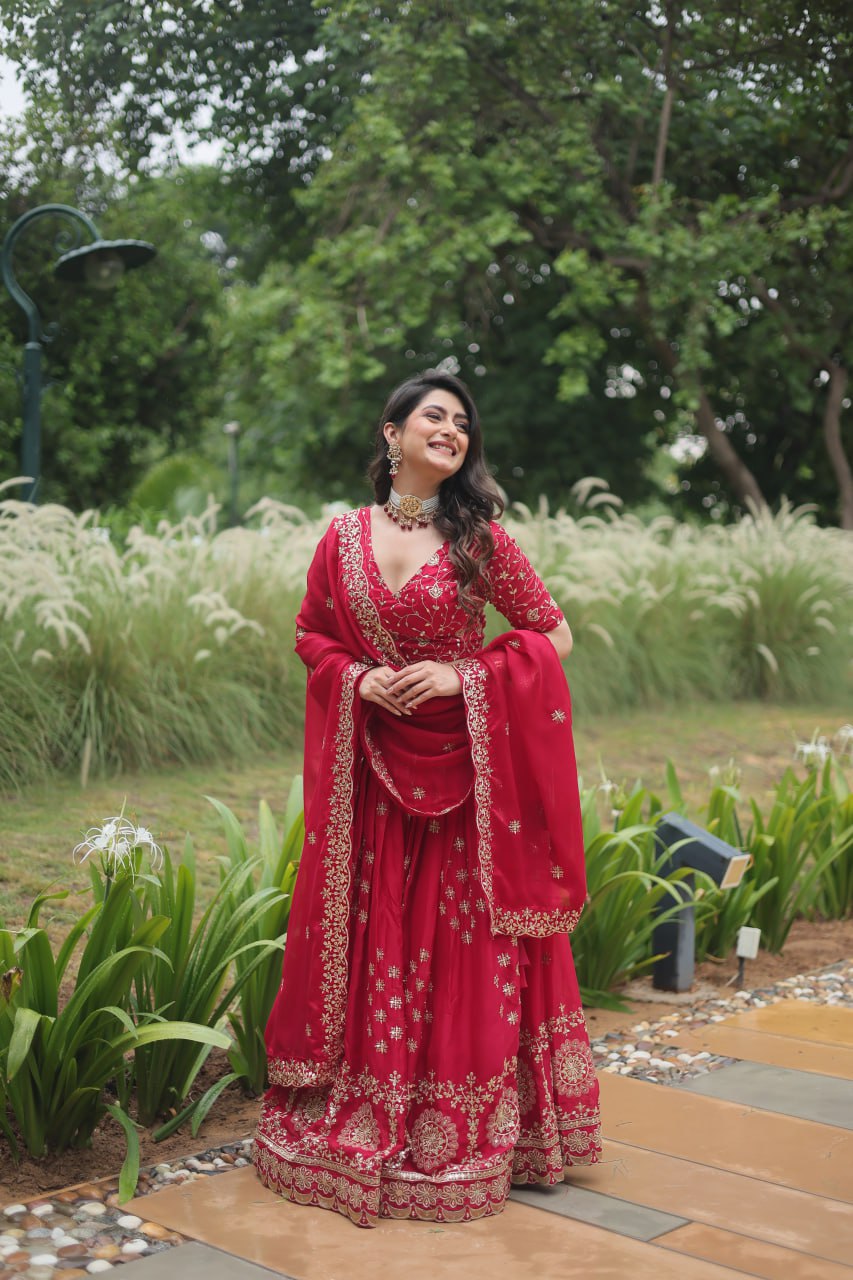 Pink Elegant Lehenga Choli in Rangoli Silk with Sequins Embroidery