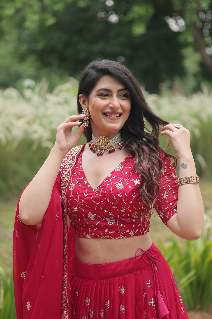 Pink Elegant Lehenga Choli in Rangoli Silk with Sequins Embroidery