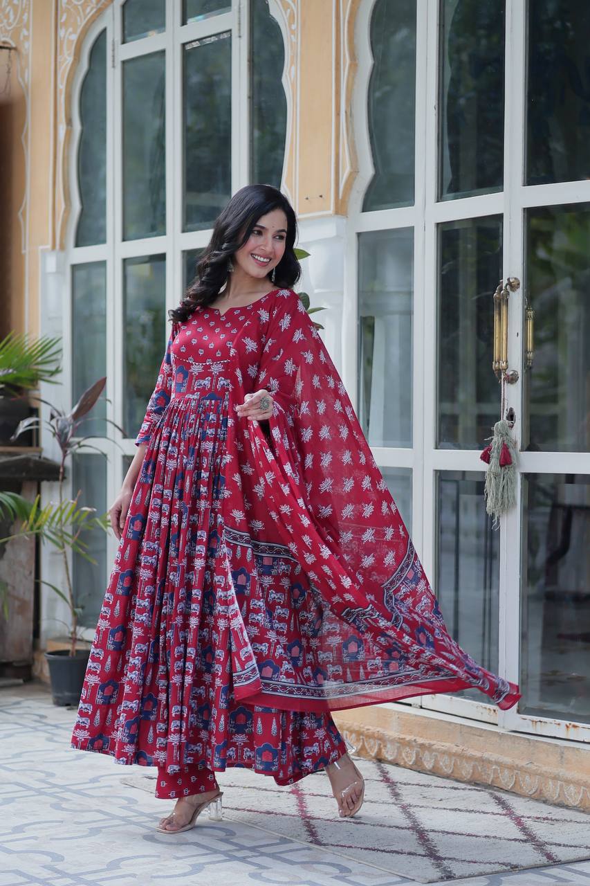 Pink Elegant Pure Cotton Ethnic Suit Set – Comfort & Style Combined