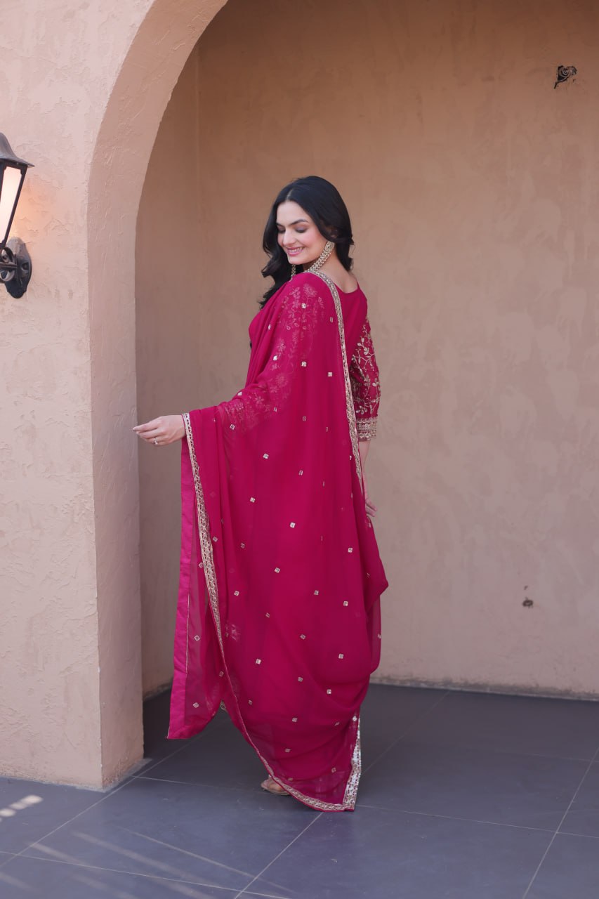 Pink Embroidered Anarkali Gown