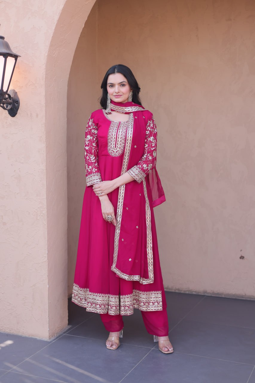 Pink Embroidered Anarkali Gown