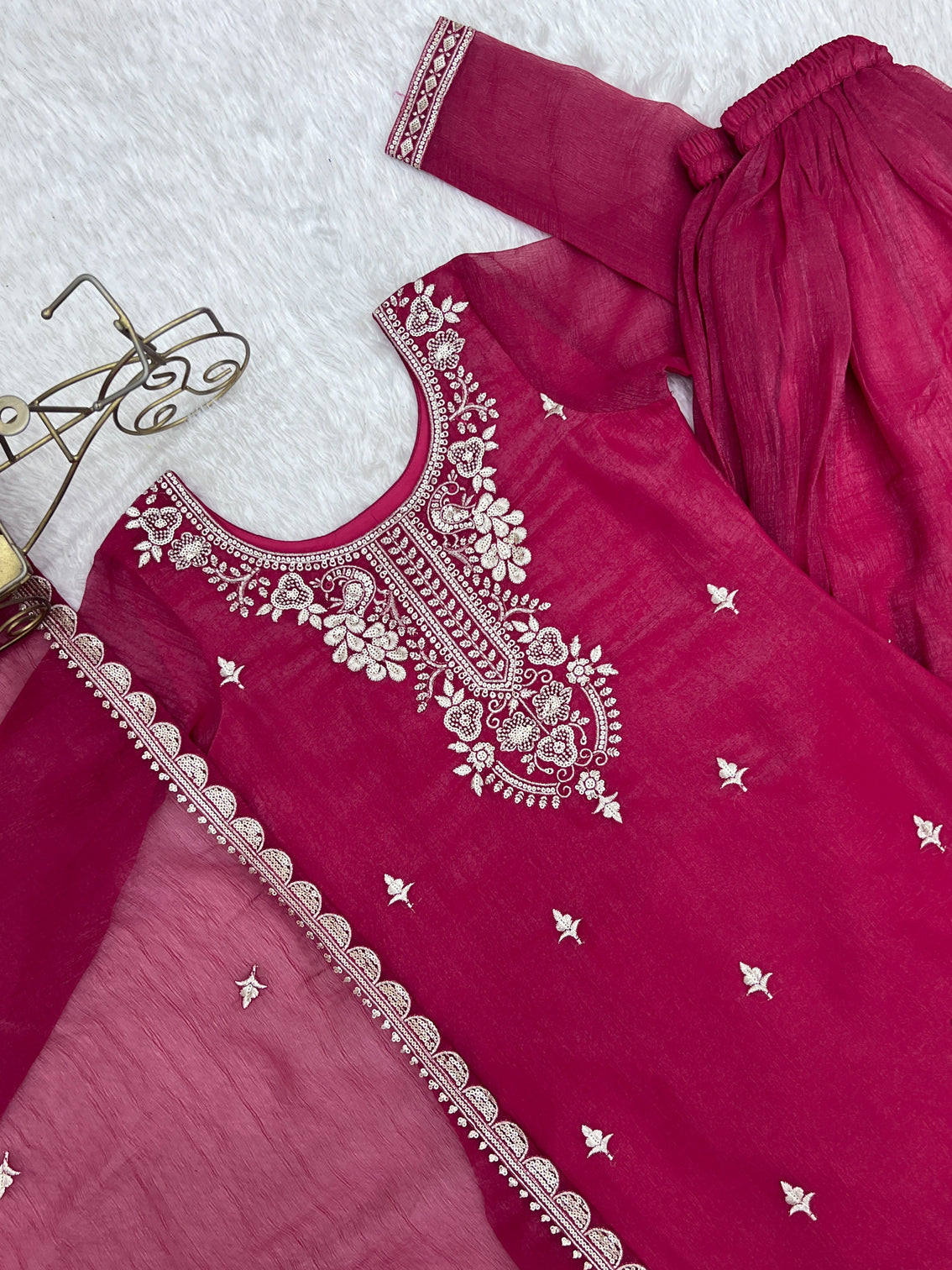 Pink Embroidered Kurta Sharara Set