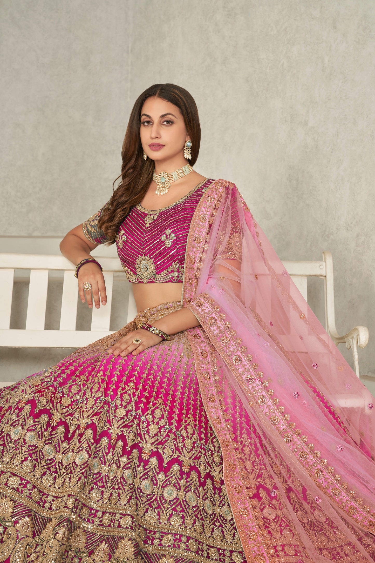 Captivating Pink Embroidered Lehenga Choli Set - Perfect for Brides