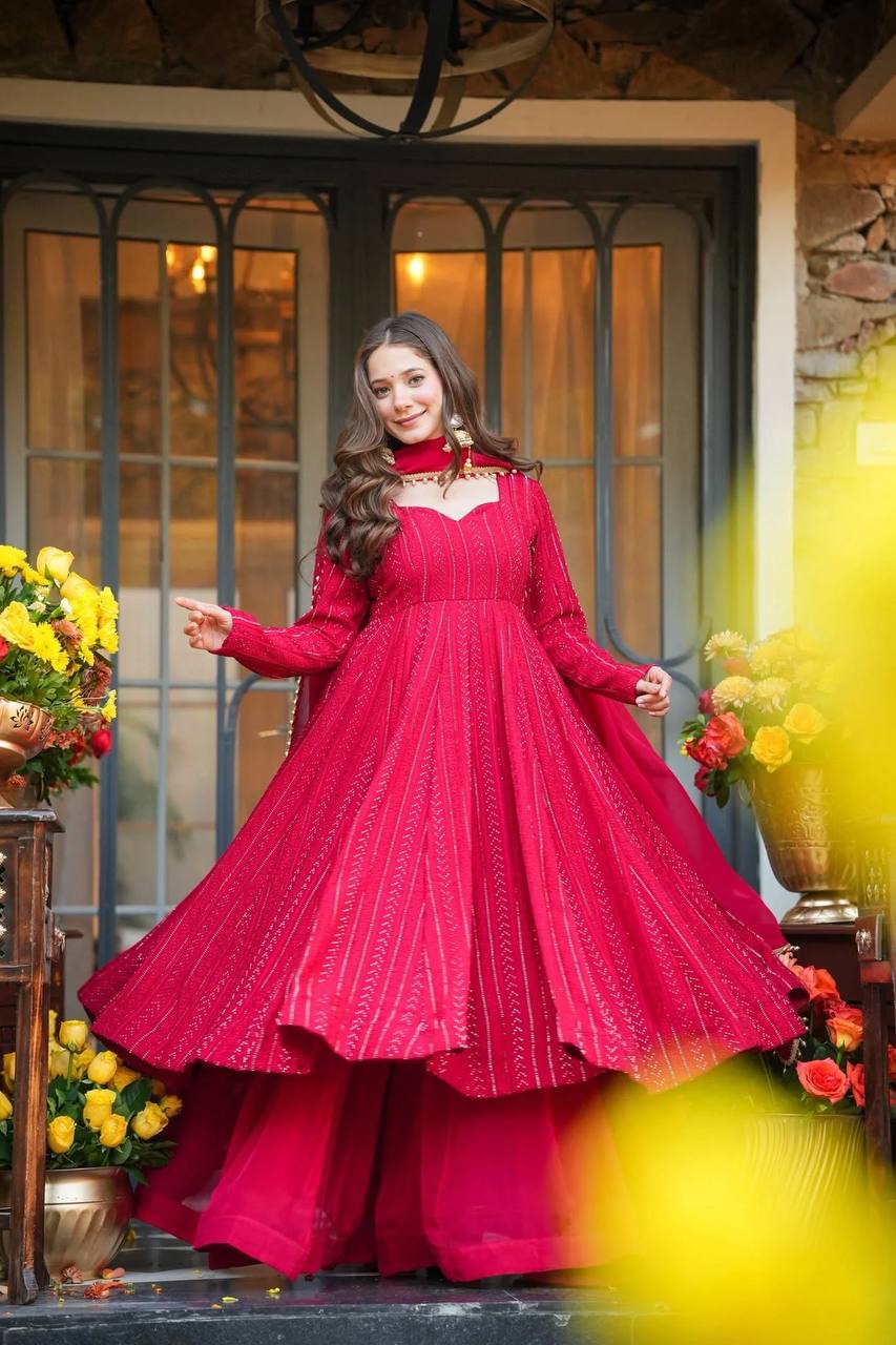 Pink Embroidered Top Sharara Set