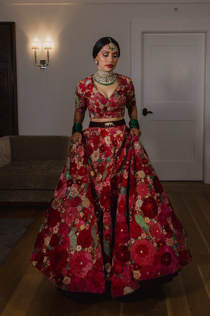 Pink Enchanting Tapeta Velvet Lehenga with Chainstitch Embroidery & Sequins Work