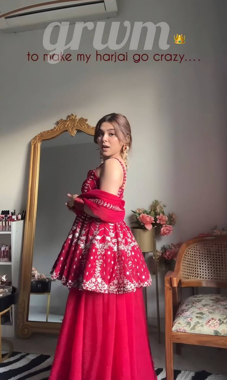 Pink Faux Blooming Sequins & Zari Embroidered Sharara Set